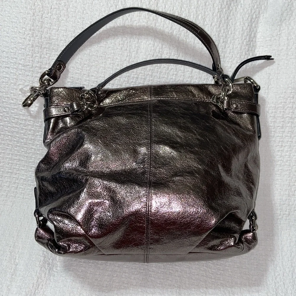 Like new COACH F17165 BROOKE PEWTER METALLIC HOBO/SATCHEL BAG - REMOVABLE STRAPS